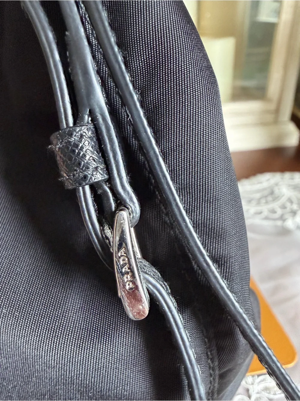 Prada Black Nylon Drawstring Bucket Bag Satchel